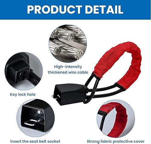 Miniatura 3 de Cerradura de cinturón de seguridad para volante de automóvil, dispositivo de seguridad antirrobo de cuerda flexible avanzada, para seguridad de