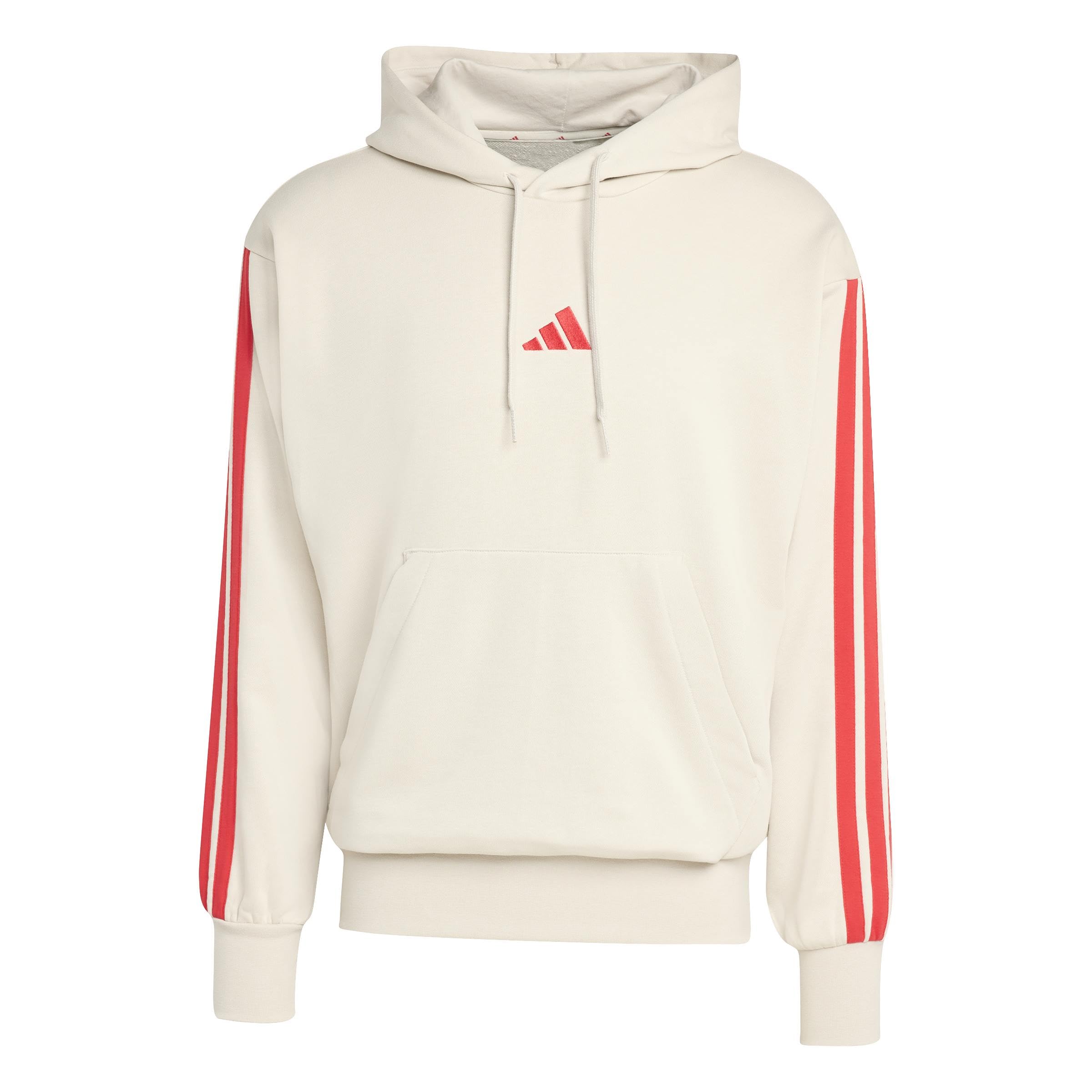 adidas Men's ESSENTIAL THREE STRIPES FRENCH TERRY HOODIE, wonder alumina/pure ruby, M