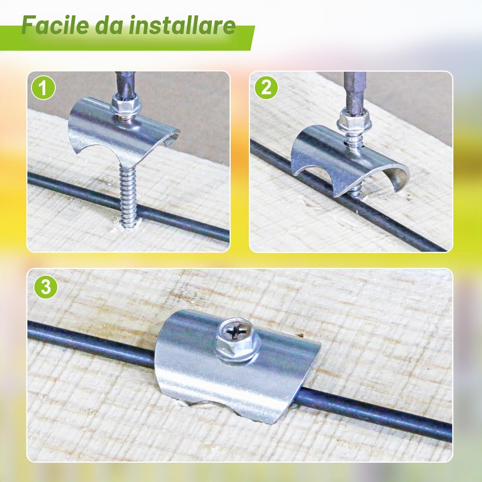 Insaga Graffette per recinzione metallica, chiodi per recinzione in acciaio inossidabile 304, graffette riutilizzabili, 200 viti per recinzione con fissatore per reti metalliche e recinzioni tessute
