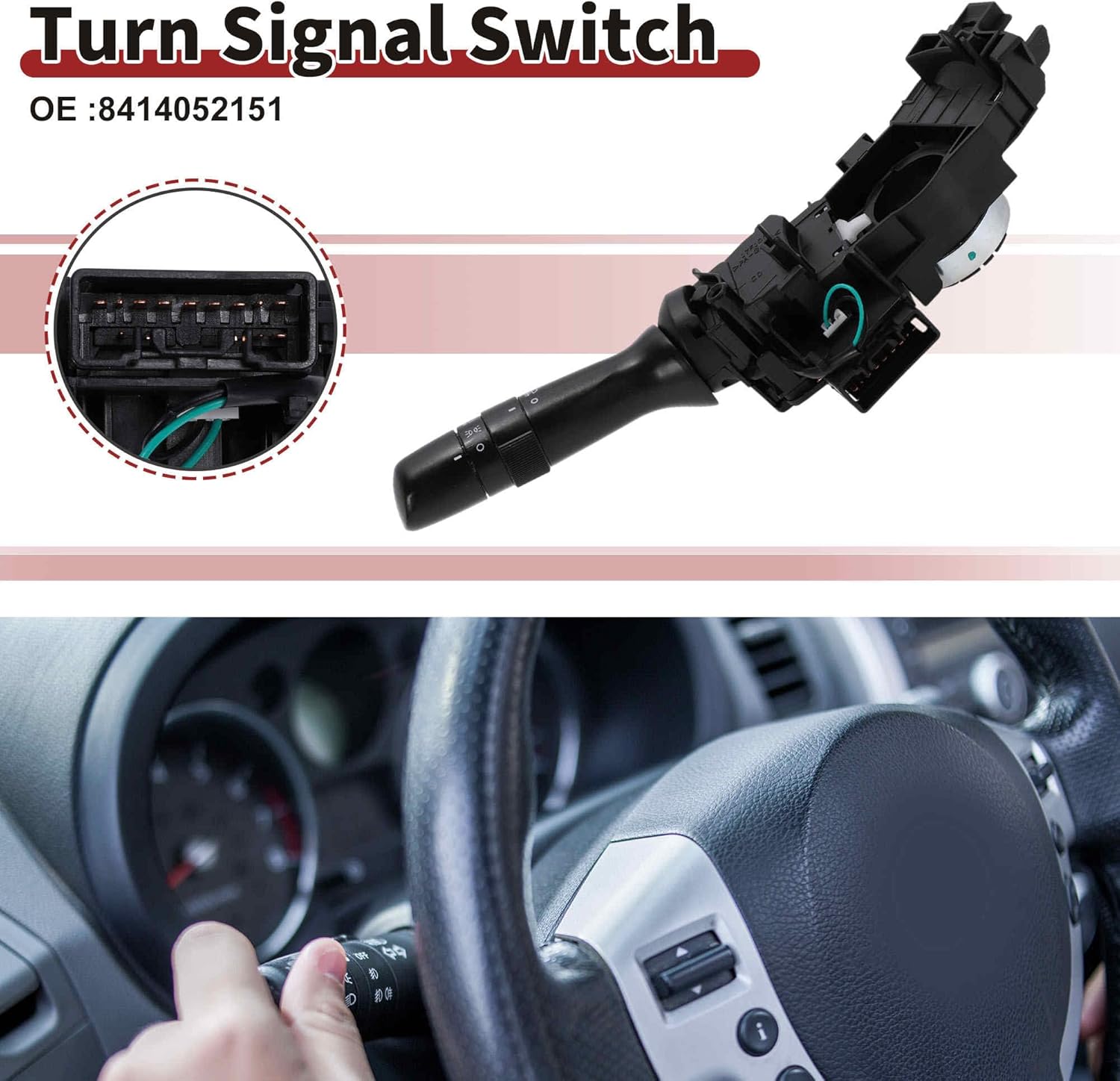 No.8414052151 Turn Signal Switch for Toyota Yaris 2007-2012 Multifunction Combination Switch Black Plastic 1 Pc