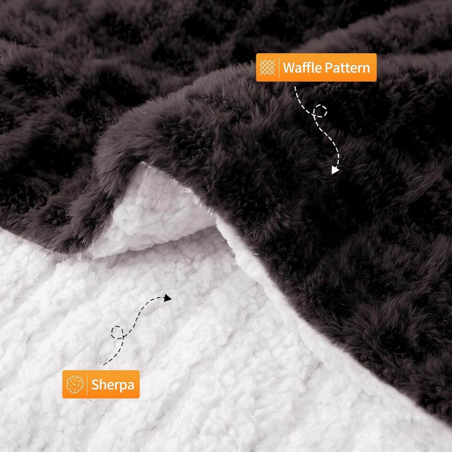 Electric Throw Heated Blanket, Waffle Weave Electric Blanket, Rapid Heating, LCD Controller, 6 Temperature Settings, 4-Hour Auto Shut-Off, ETL Certified, Machine Washable,50“ × 60”, Dark Gray - Image 4