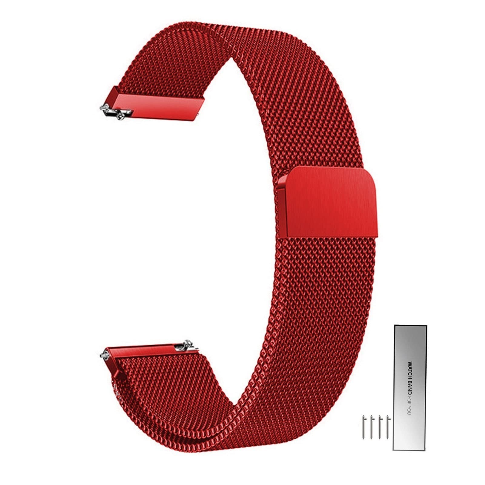 Overhil1s Men's Red Stainless Steel Mesh Watch Bracelet For And Ladies Metal Magnetic Closure Smartwatch Replacet Bracelet 14Mm 16Mm 18Mm 20Mm 22Mm 24Mm Quick Release Watch Strap Band ( Color : Size : 22Mm )