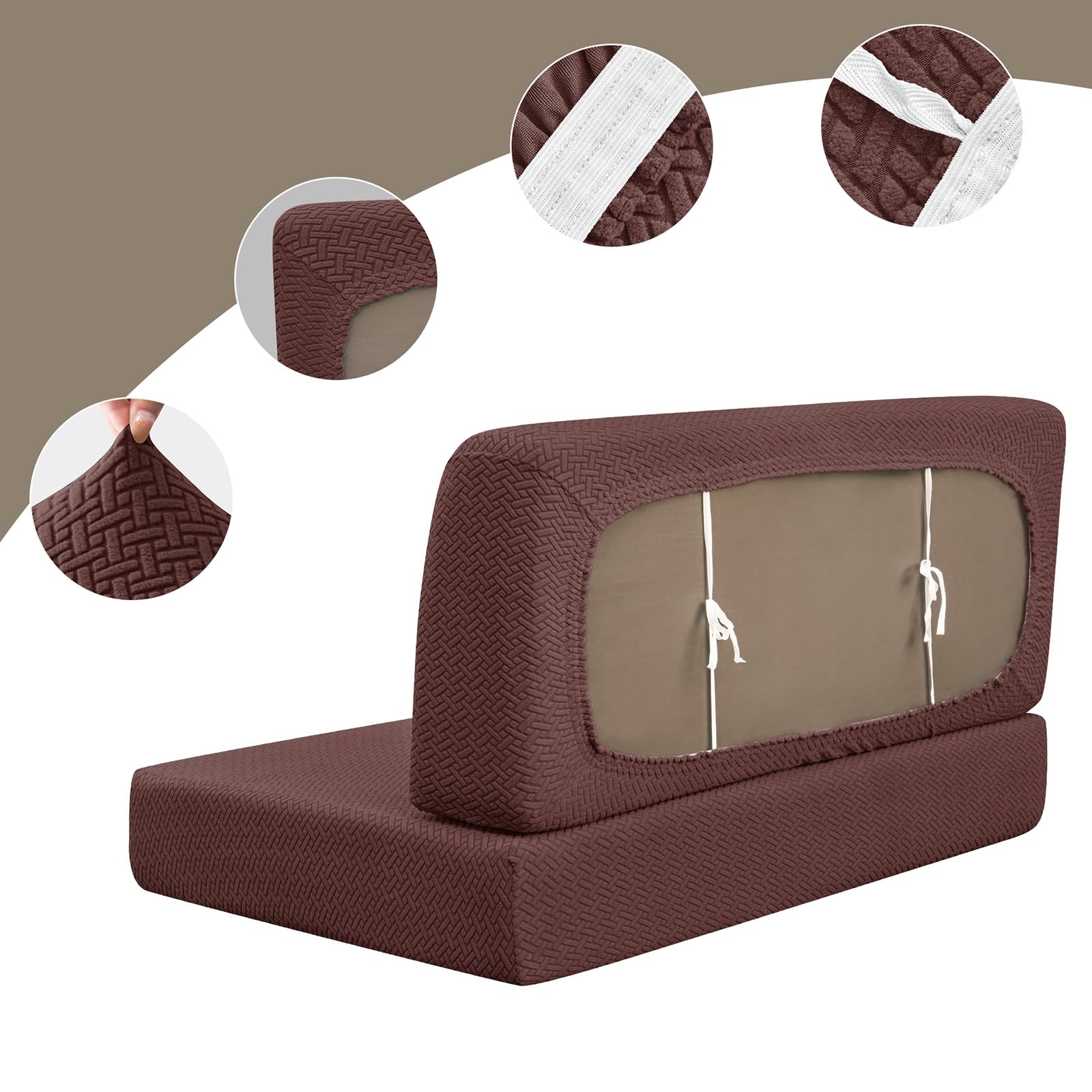 GSTUITGO RV Dinette Cushion Covers - Washable, Stretch Camper Cushions for RV Camper Car Bench, Elastic Dinette Seat Covers - 2 Backrest & 2 Bench Covers, Deep Coffee