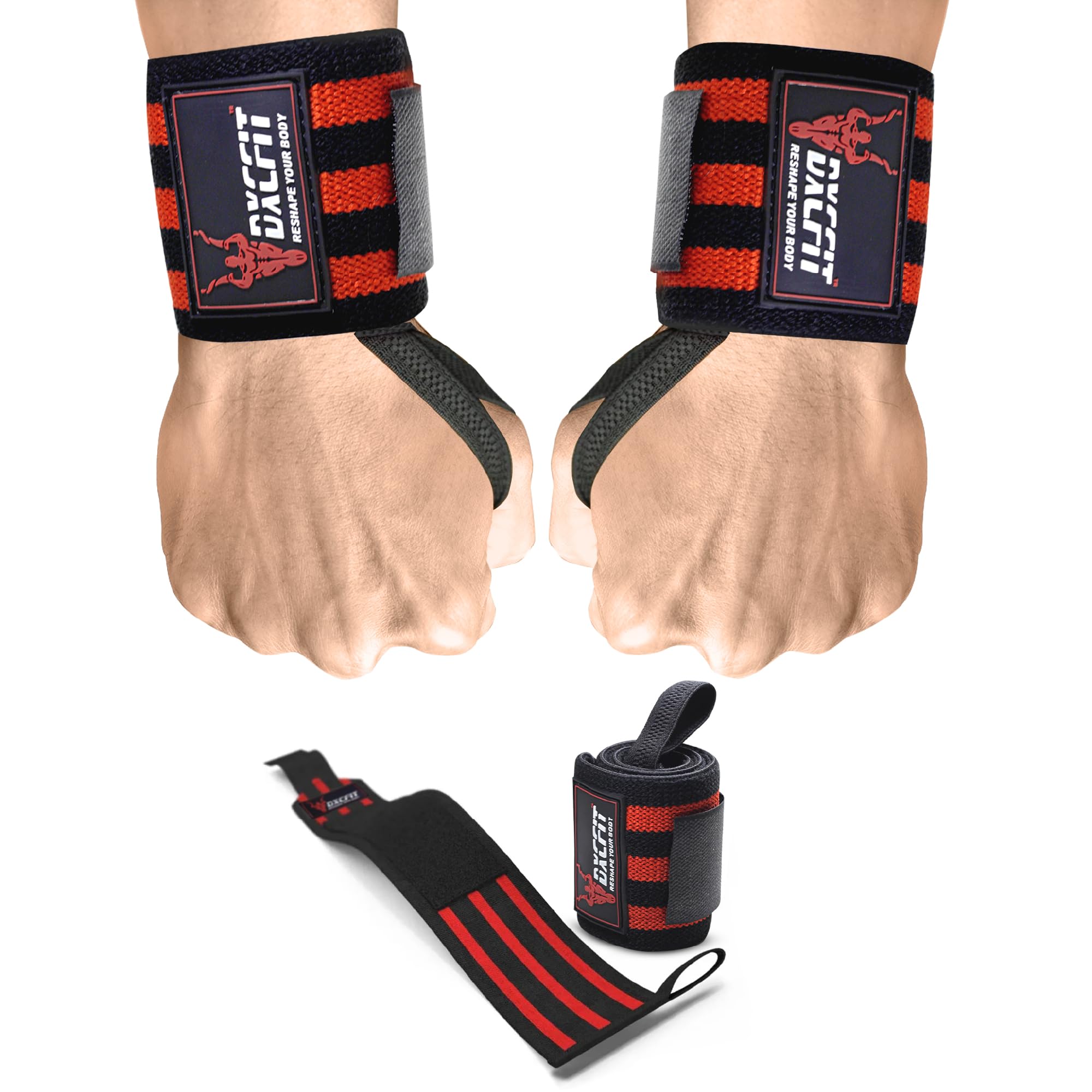 – Wrist Wraps For Weightlifting Wrist Straps Gym Wrist Support Wraps with Thumb Loop, Best Lifting Wrist Wraps for Strength Training, Powerlifting, Gymnastics, Bodybuilding (Black Red)