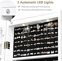 Vista 5 de Byroce - Armario de joyería de 47.5 pulgadas de alto, montado sobre la puertapared, espejo de longitud completa con almacenamiento de joyas, armario