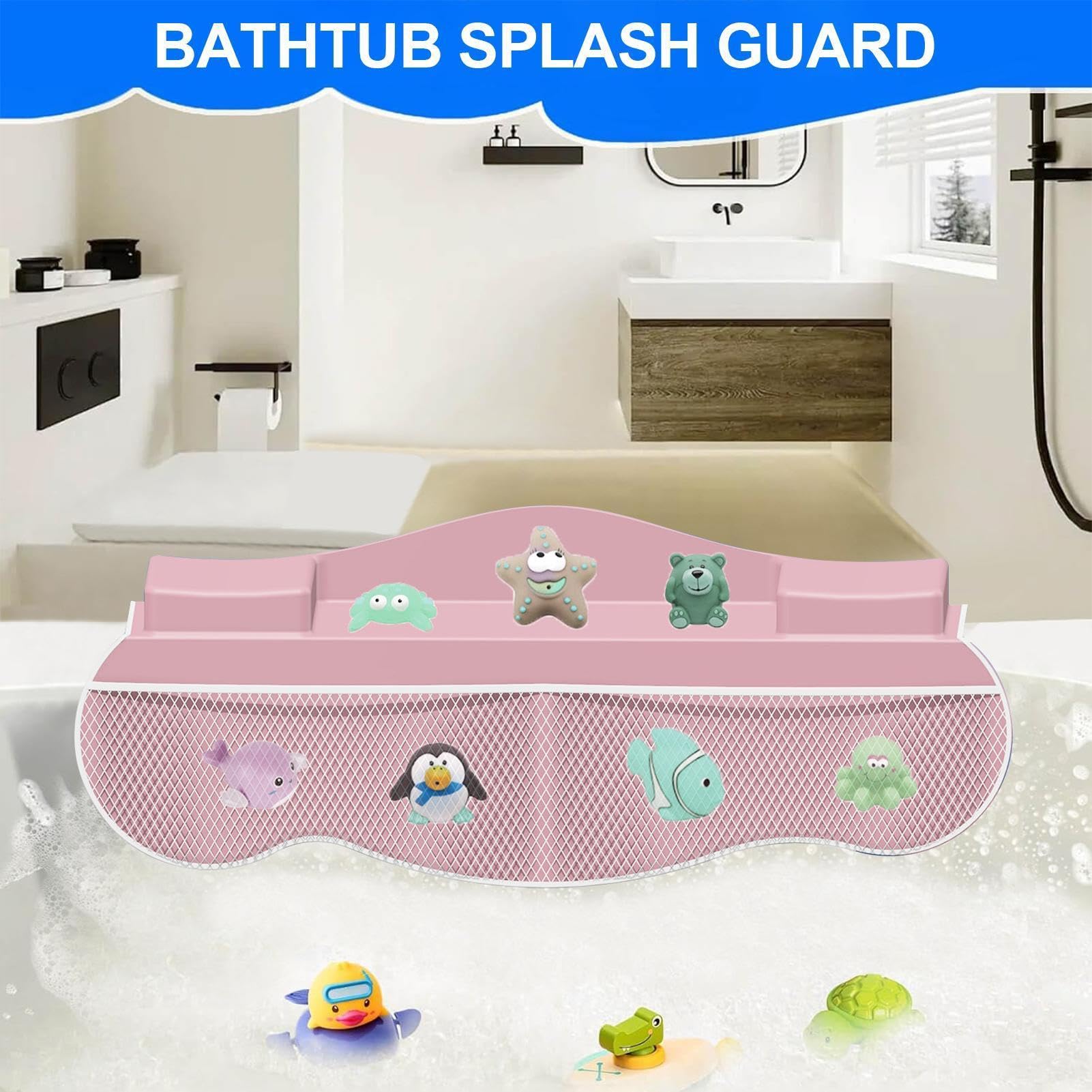 Badewannen-Spritzschutz 4 Netztaschen Badewannen-Spielablage | Ablage für die Badewanne Spielbereich in der Badewanne für Kinder und Spielzeugaufbewahrung im Badezimmer