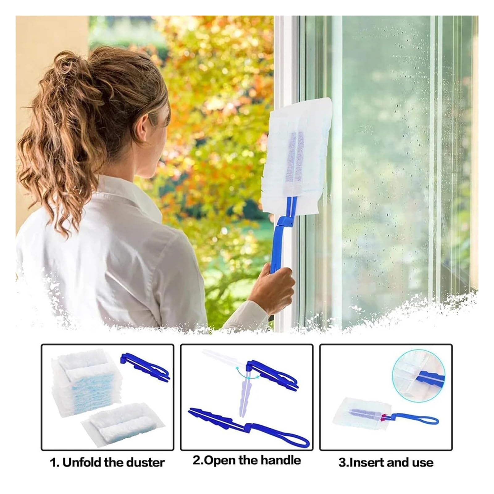 Kit de recargas Plumero electrostático, Microfibra for Quitar el Polvo, Muebles, persianas, Ventiladores Techo y Paredes, 40 Uds para Limpiar El Polvo