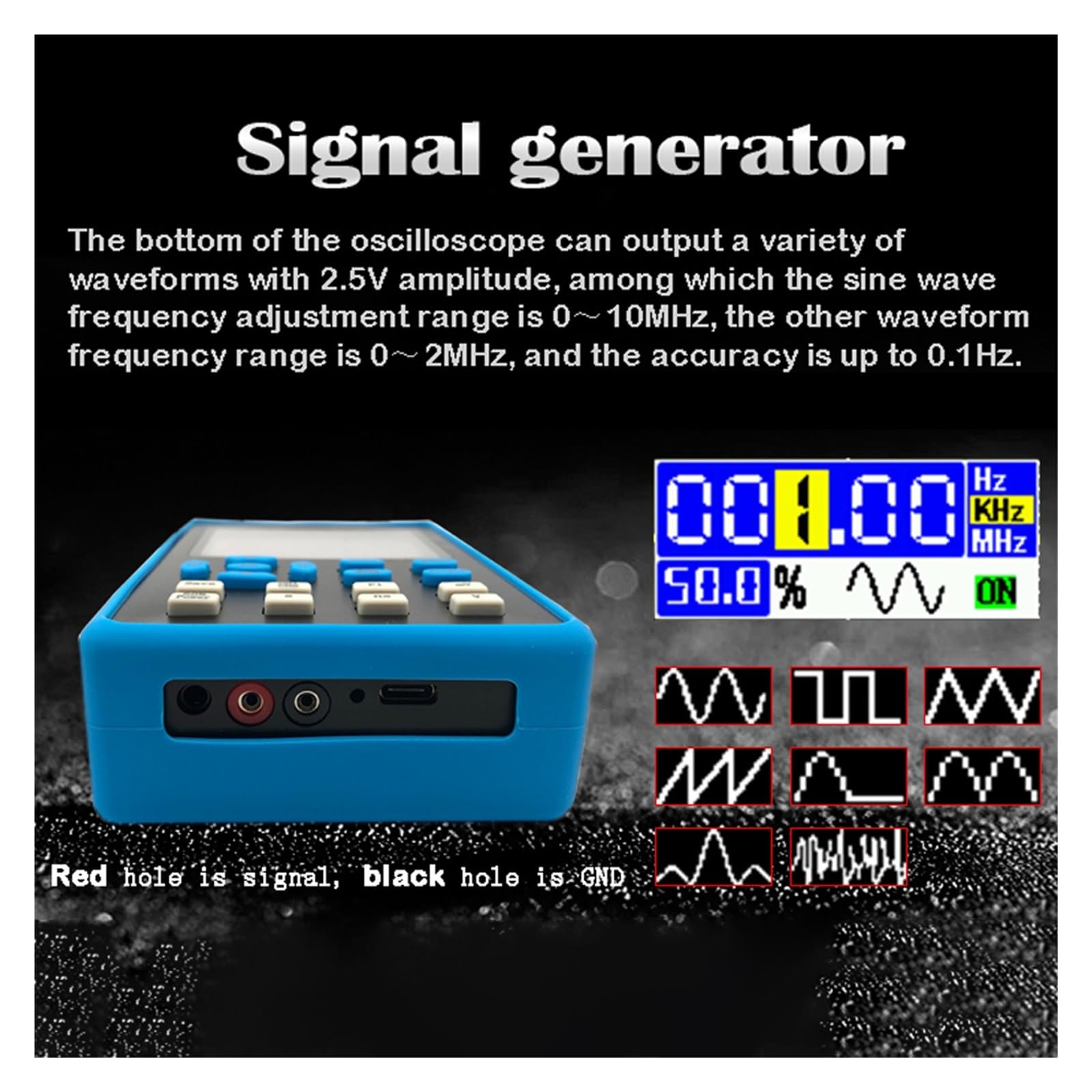 Osciloscopio portátil de doble canal con ancho banda 120M doble/canal único 10mV mínimo Vertical FFT análisis espectro Hardware sinusoidal Facilidad De MedicióN(DSO1511G Single-01)
