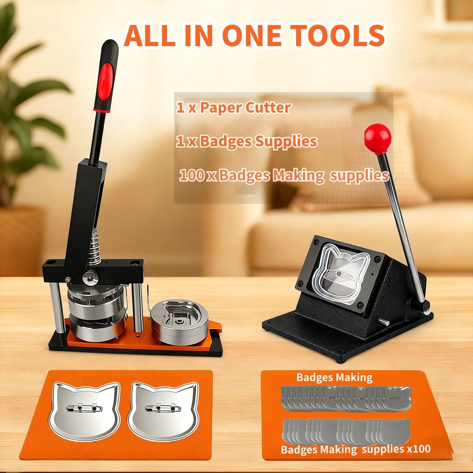 Máquina para Hacer Imanes con Fotos, Máquina para Hacer Pins E Imanes De Nevera (100 Piezas), Prensa para Botones, Máquina para Hacer Imanes De Nevera 100pcsbadgematerial