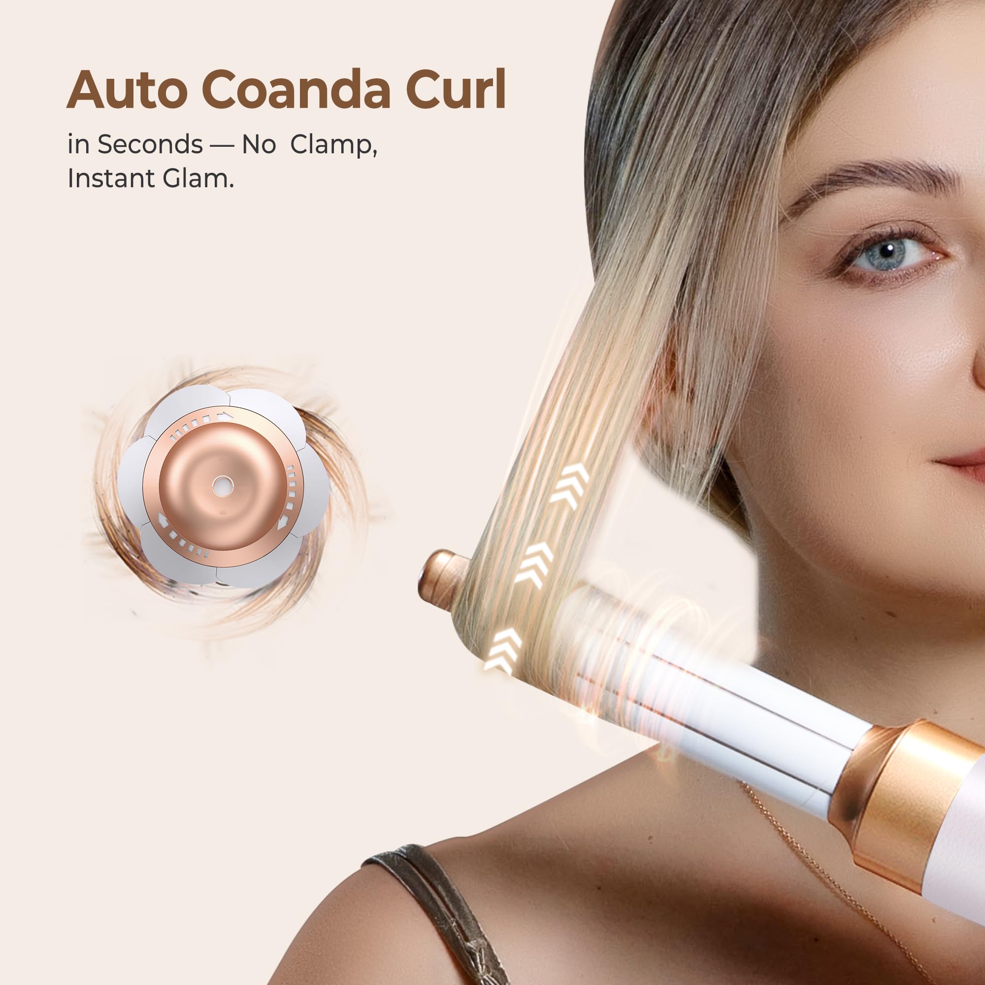 Spazzola Asciugacapelli 7 in 1, UKLISS Airstyler con Arricciacapelli Automatico, Hair Dryer, Spazzola ad Aria Calda, Thermal Brush, Spazzola Lisciante Capelli, Regali per Donne Styling - Bianco