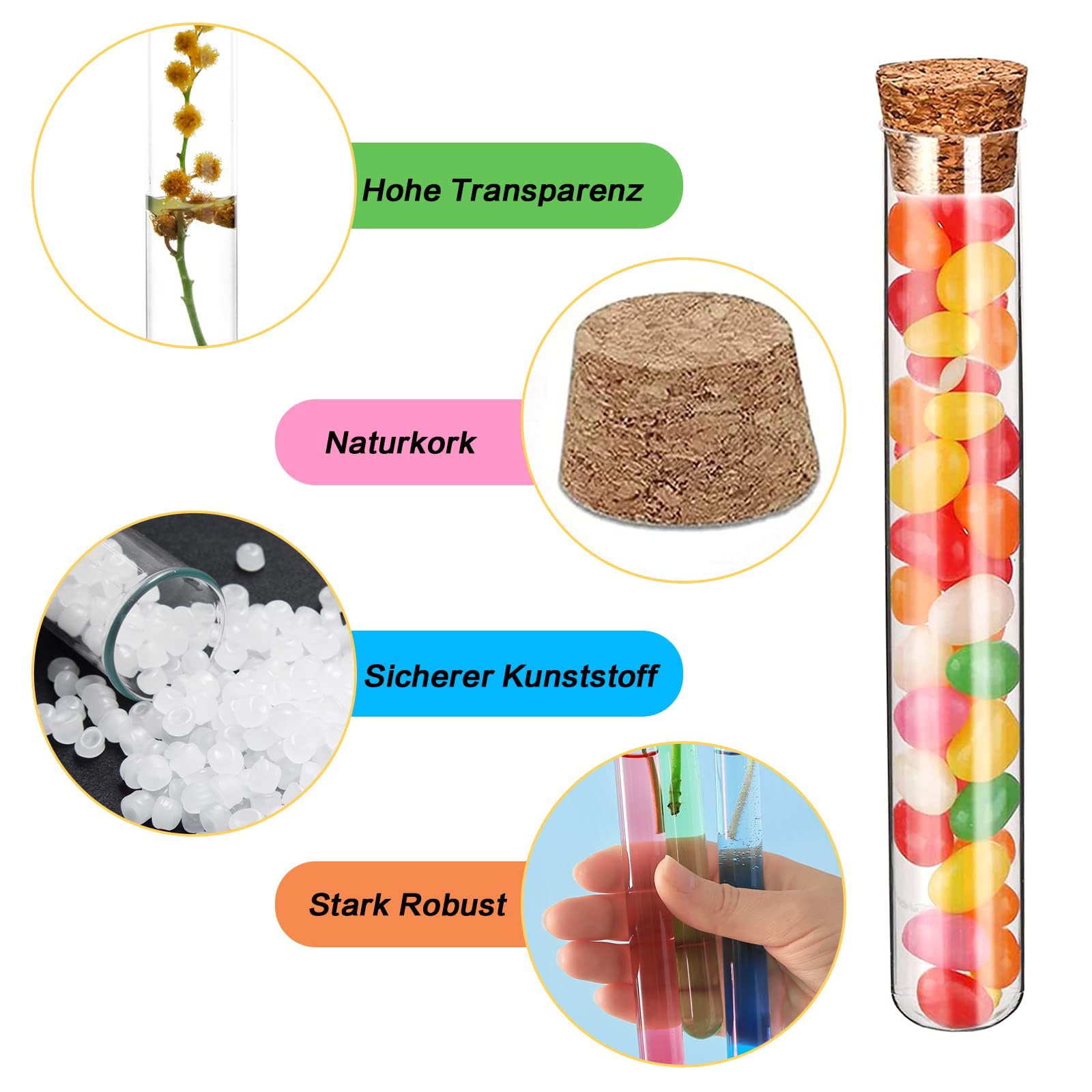 30 Stuks 25Ml Glazen Reageerbuisjes, 20100mm Doorzichtige Platte Reageerbuisjes Met Kurkstop Voor Wetenschappelijke Experimenten Badzout En Snoepopslag Jxlgv