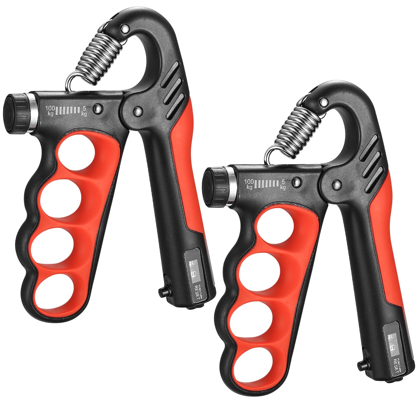 2 Grip Strengthener, Hand Grips Strengthener, 5-100 Kg Adjustable Hand Gripper Strengthener, Forearm Strengthener Workout Kit, (2, red)