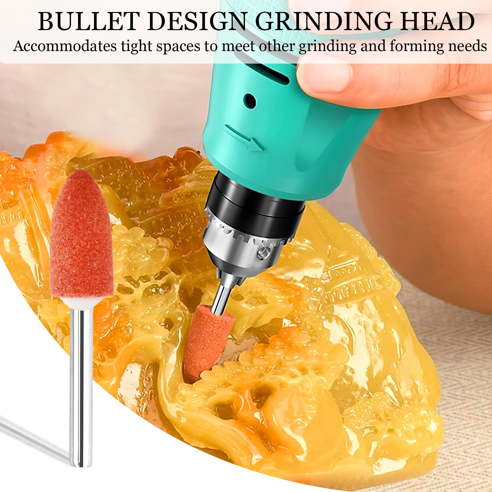 42 Pezzi Accessori per Mole in Ossido di Alluminio, Punte Pietra Abrasiva con Gambo da 3 mm, 3 Stili Punte Abrasive per Trapano Rettifica Lucidatura Mole per Utensili Rotanti, Lucidatura e Sbavatura