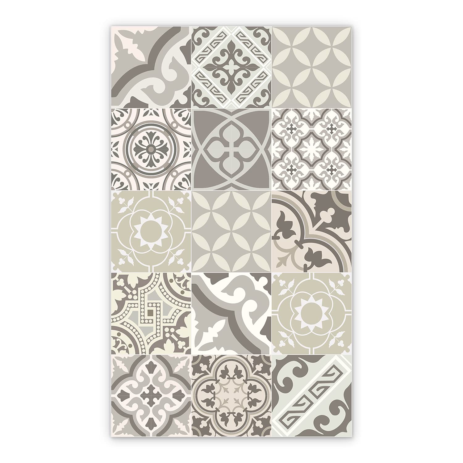 Couverture PVC de bain et cuisine imperméable : tapis linoléum géométrique 150x198 cm
