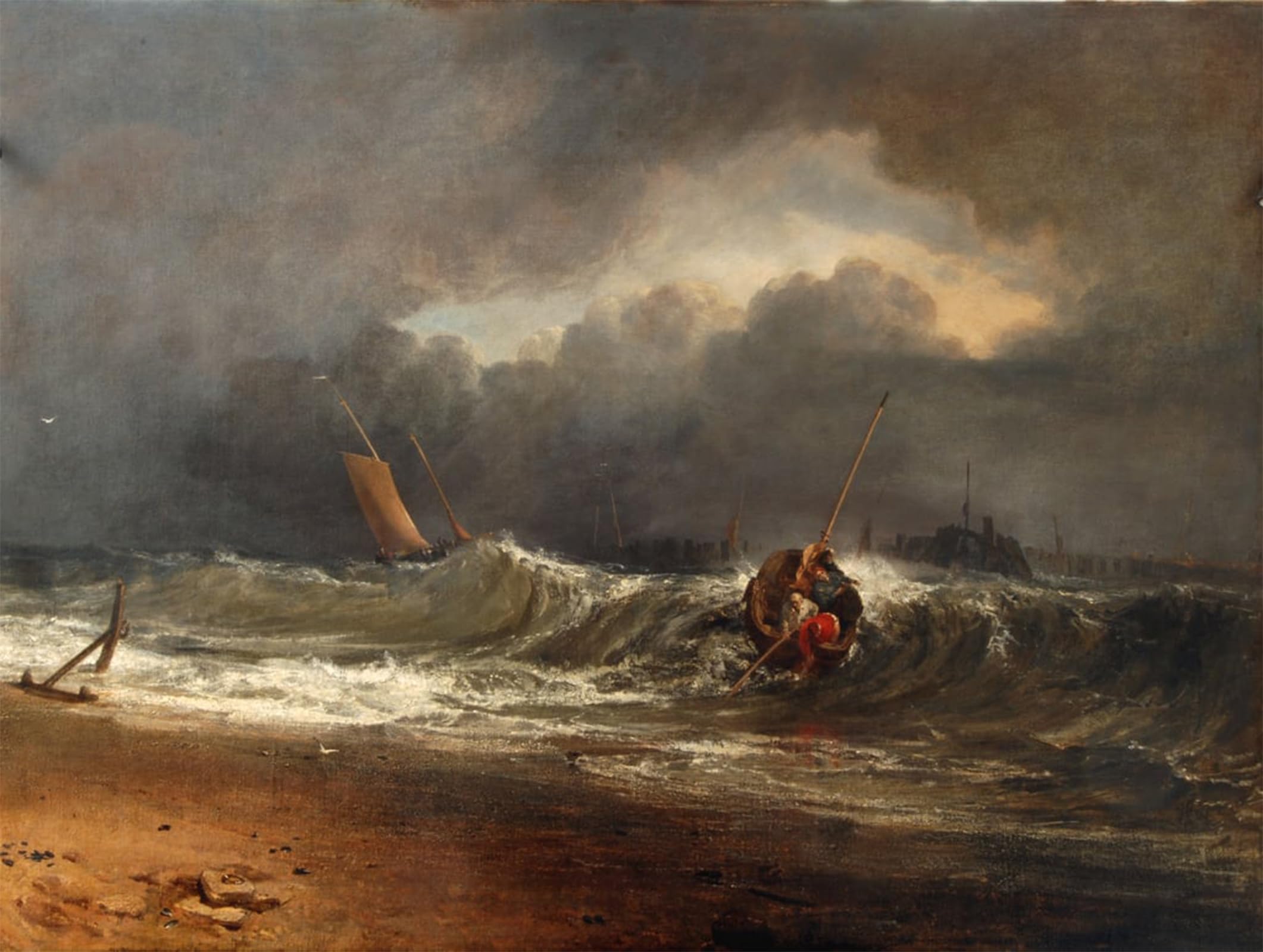 POSTERIIk Vintage Art Print Images Pictures Print Fishermen Upon a shore in Squally Weather by Mallord William Turner Modern Colour Posters for Office Home Decor 60x90cm