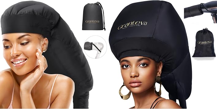 Hooded Hair Dryer with Dual Turbo Airflow & Soft Headband Speeds Up Drying for Curly Hair, Reduces Heat on Ears & Neck Large Hair Dryer Bonnet for Deep Conditioning at Home, Portable Use