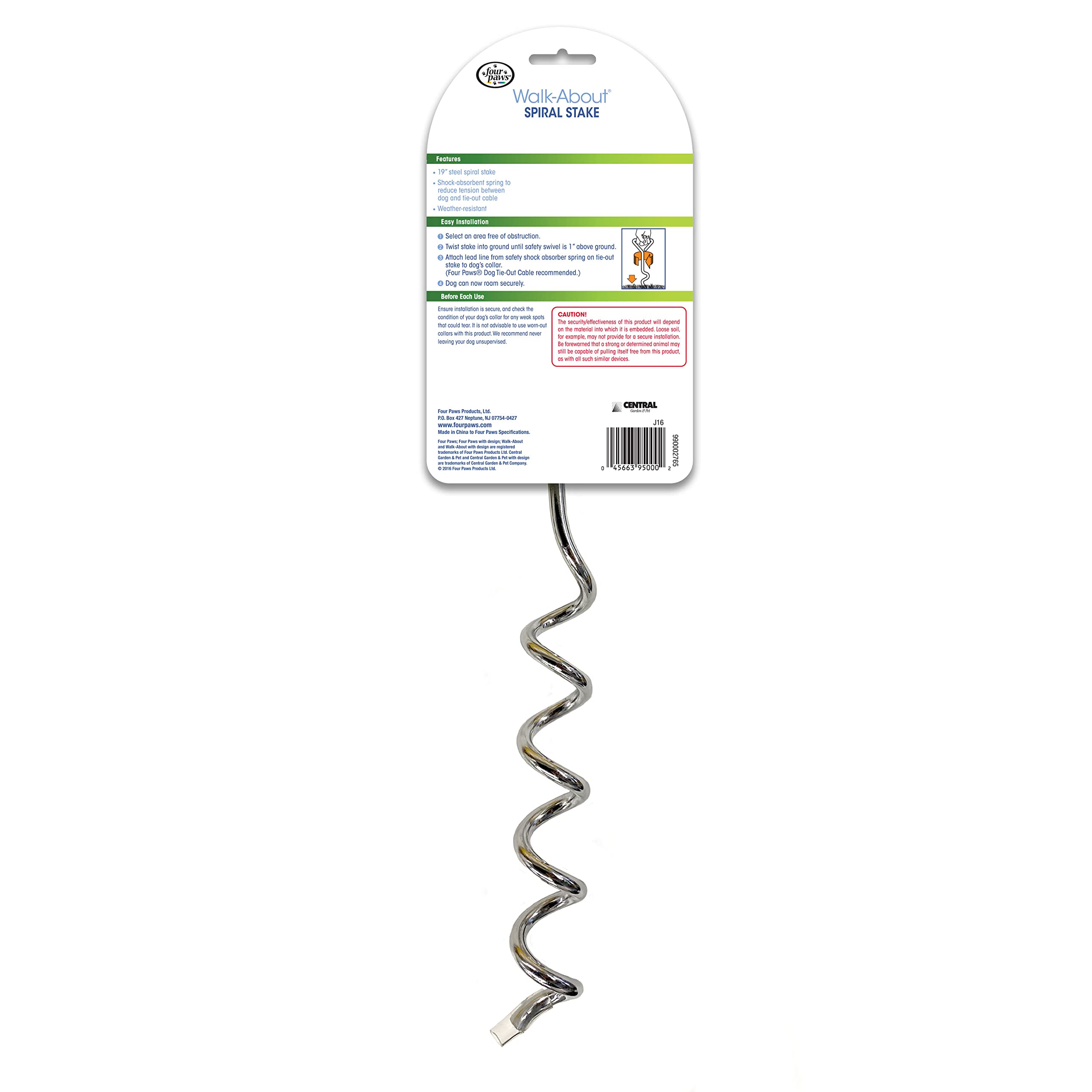 Four Paws Hundekrawatte – 58 Cm Stahlpfahl Mit Rotem Kabel, Für Sichere Auslaufhaltung