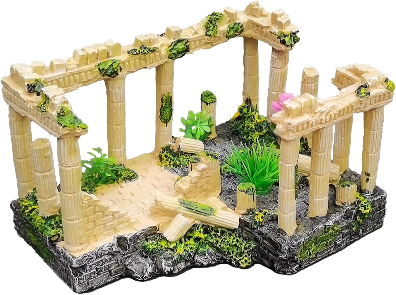 Aquarium Decoration, Simulation Resin Roman Column Ruins, Fish Tank Landscape Hideout Rocks 12184-NEW COLOAR-2D
