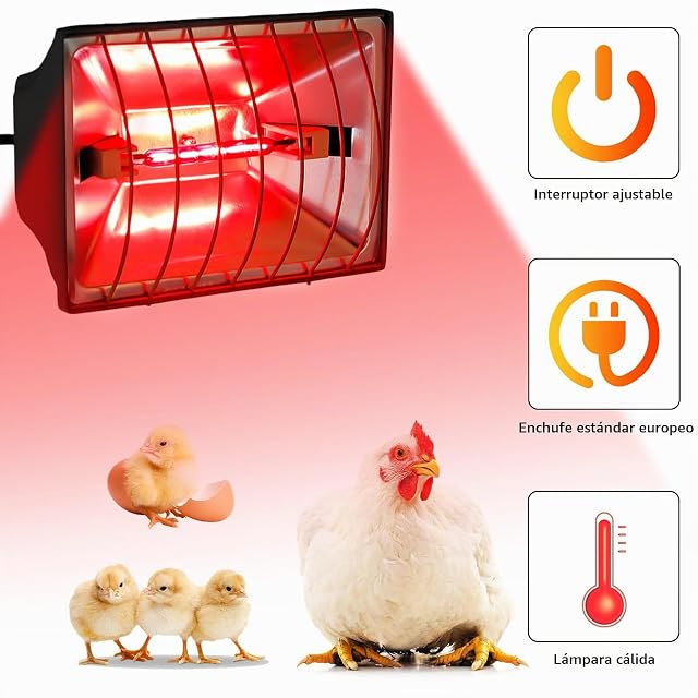 Foto 3 de 8 de Lámpara de calor de 1,8 metros, emisor de calor, lámpara infrarroja de luz roja con interruptor