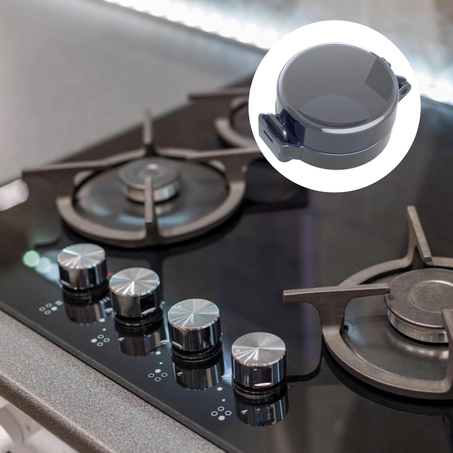 5-Piece Stove Knob Covers, Heat-Resistant for Child and Pet Safety, Secure Adhesive Lid