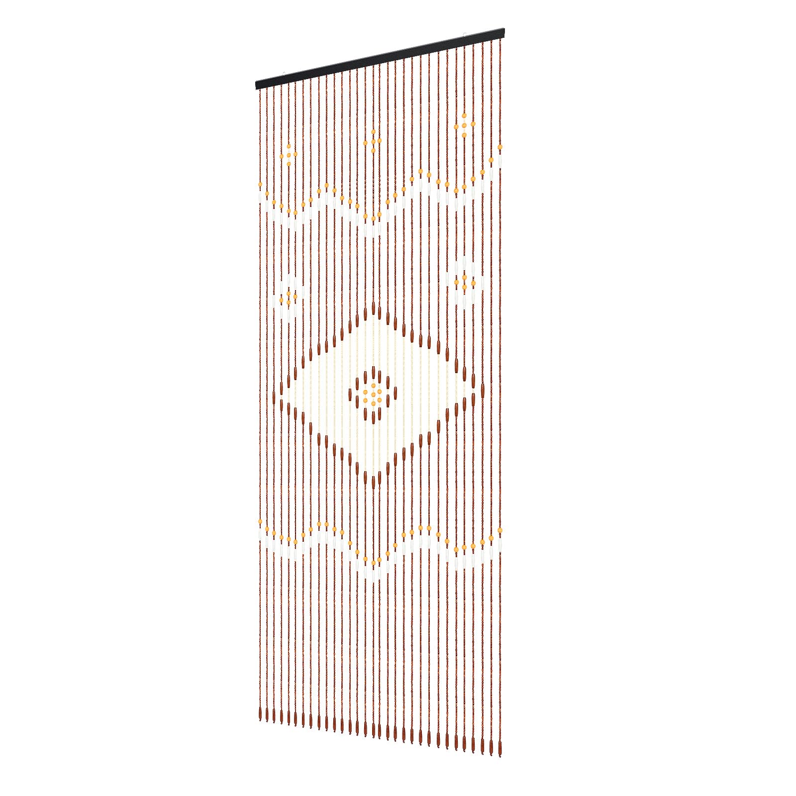 Fyssnn Chocolate Brown Beaded Door Curtain, 31 Strands Boho Bamboo Door Stirp Room Divider For Doorway Window, Door Stirp Wooden Bead Room Division Decor For Hallway, Bedroom (, 90X208cm)