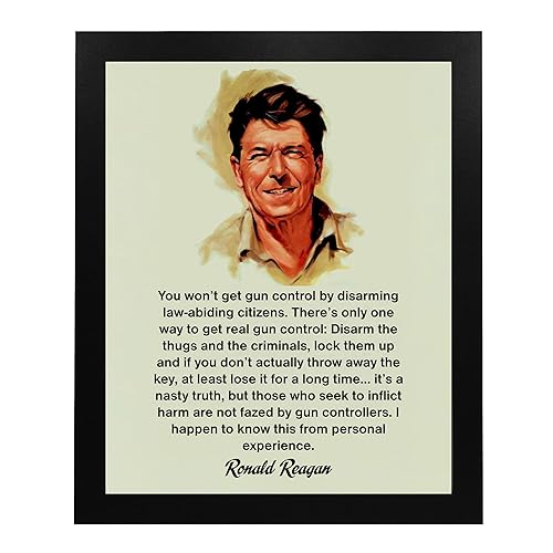 Miniatura 5 de Ronald Reagan Quotes "Only One Way to Get Real Gun Control" -8 x 10" Presidential Portrait Wall Art Print -Ready to Frame. Modern