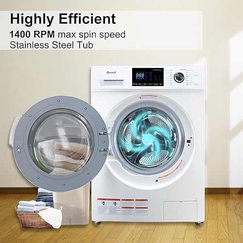 Miniatura 6 de Combo de lavadora y secadora todo en uno de 24 pulgadas, 2.7 pies cúbicos de carga frontal en una lavadora y secadora de 26 libras, 16 ciclos, para