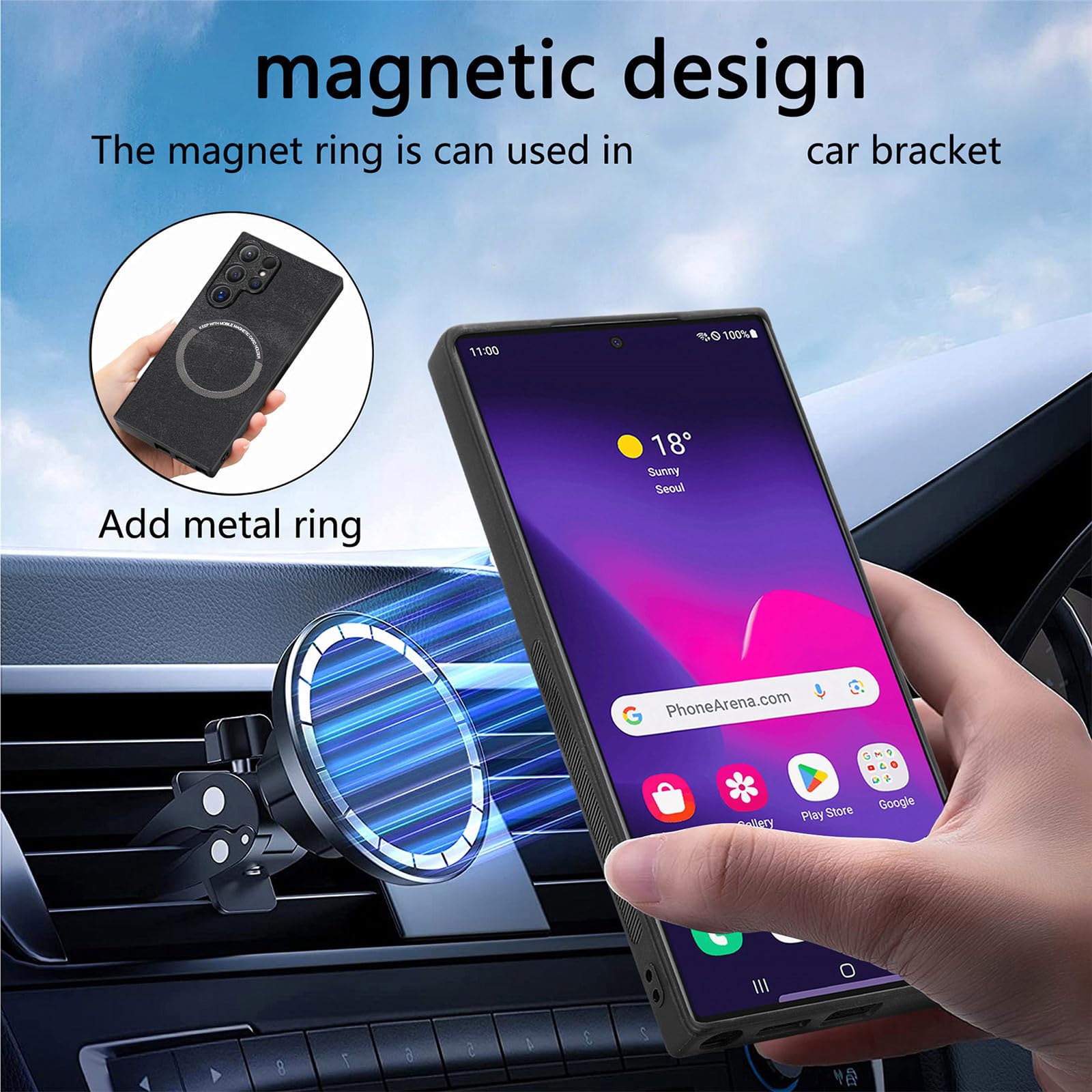 Etui z klapką do Samsung Galaxy S25 Ultra/S25 Plus/S25, ultracienkie magnetyczne etui na telefon etui na karty blokujące RFID, skórzane etui, czarne, S25 Ultra