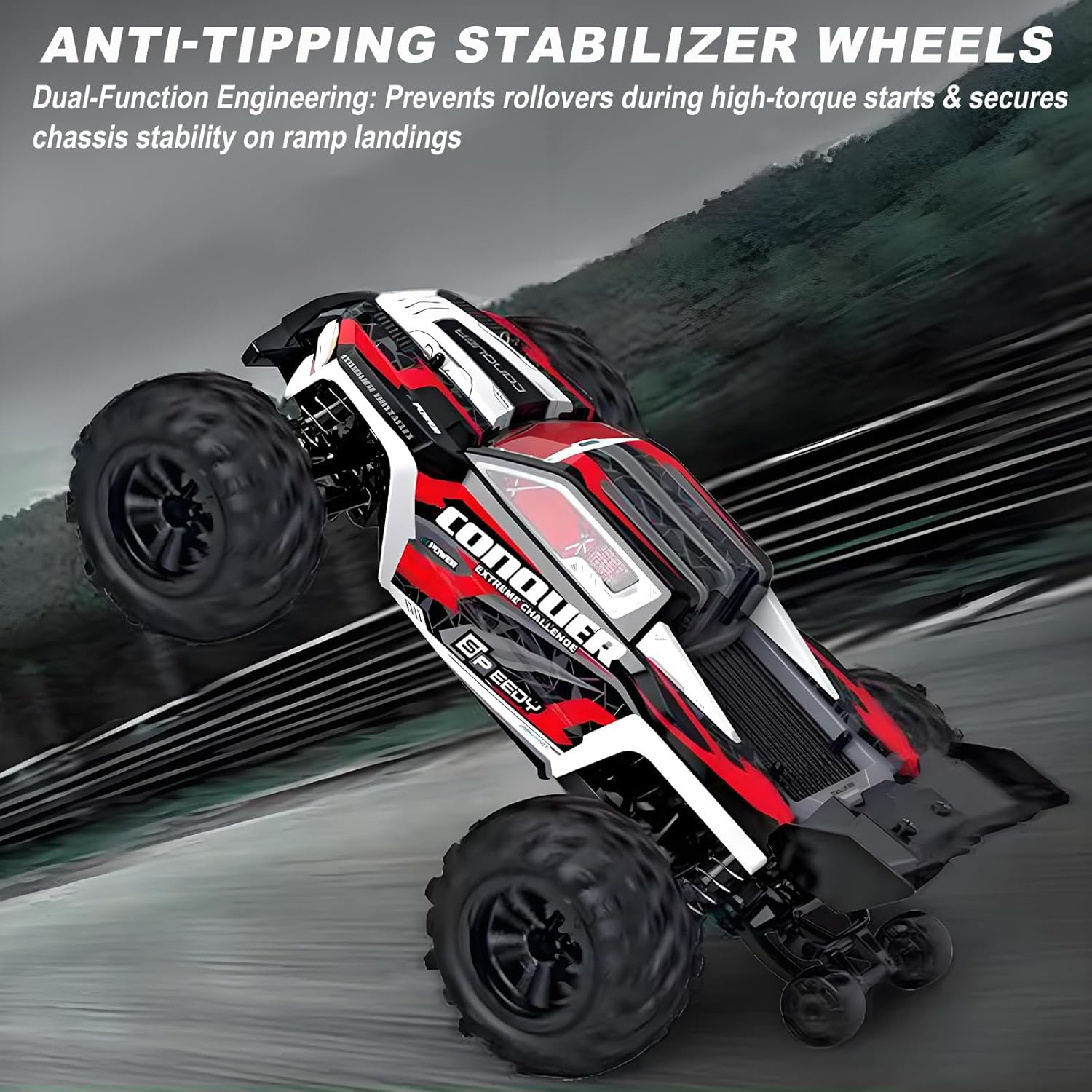 1:16 Scale High-Speed 4WD RC Car, 25 MPH Off-Road Remote Control Truck for Adults & Teens - All Terrain Electric Vehicle with 2 Rechargeable Batteries & 2.4GHz Radio - Gift Idea for Boys and Men - Image 4