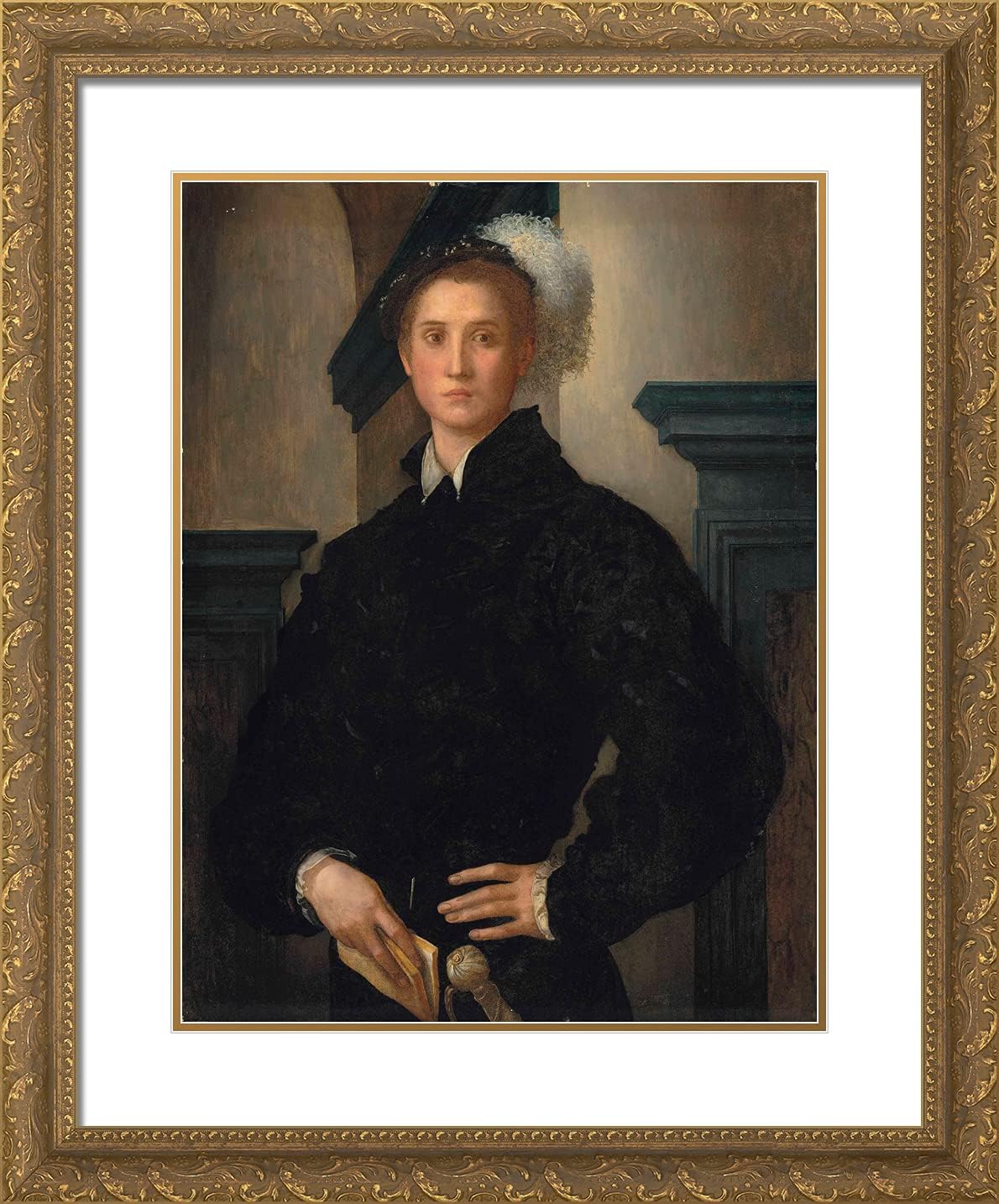 ArtDirect Pontormo, Jacopo 20x24 Gold Ornate Framed Art Print with Double Matting Titled: Portrait of Cosimo
