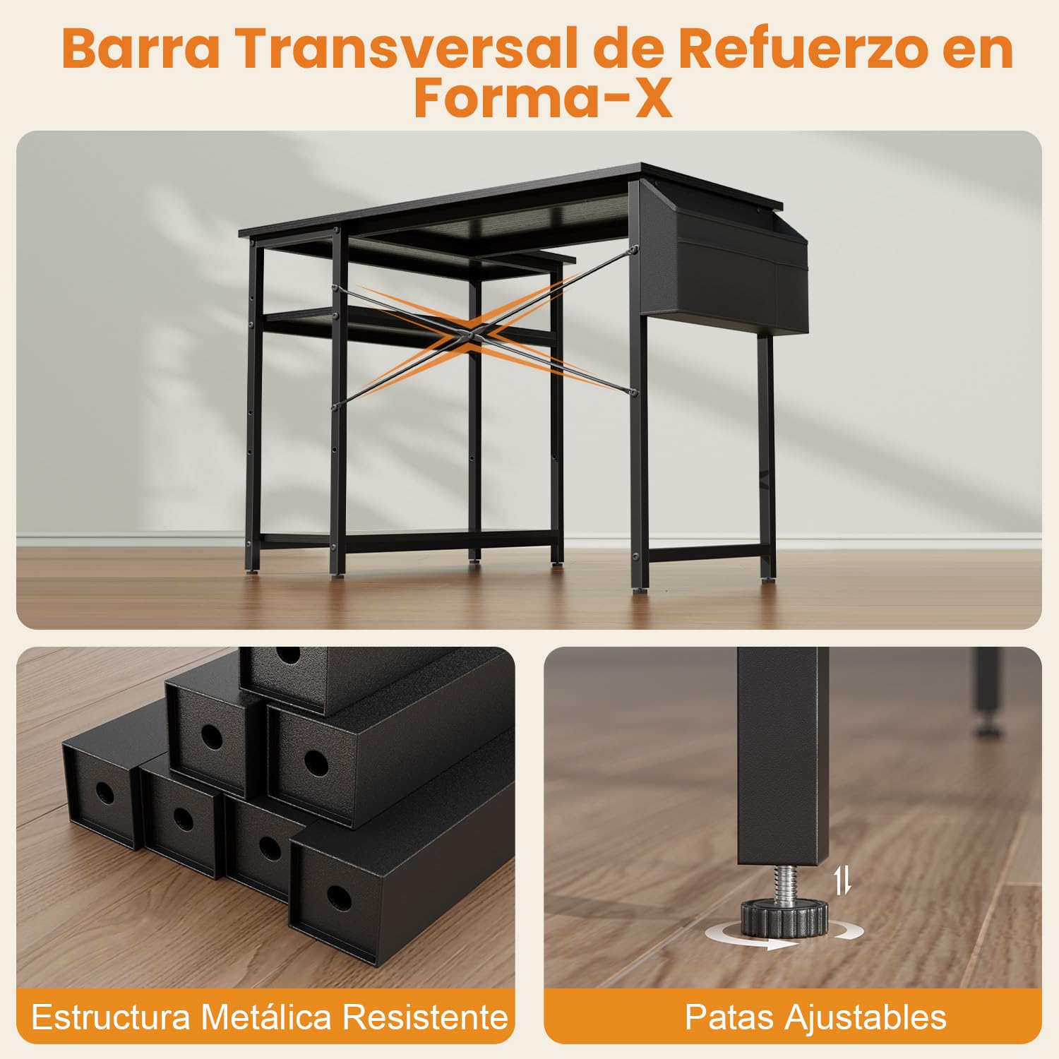 SOLAVERO Escritorio Esquinero 110 x 80 cm, Mesa Gaming con Estante Reversible, Escritorio en L con Almacenamiento, Mesa Ordenador para Oficina en Casa, Estudio y Juegos, Negro