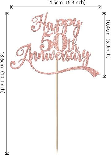 Miniatura 2 de 1 pieza de decoración de pastel de feliz 50 aniversario con purpurina montada para tartas celebrando decoraciones de pastel de boda para fiesta de