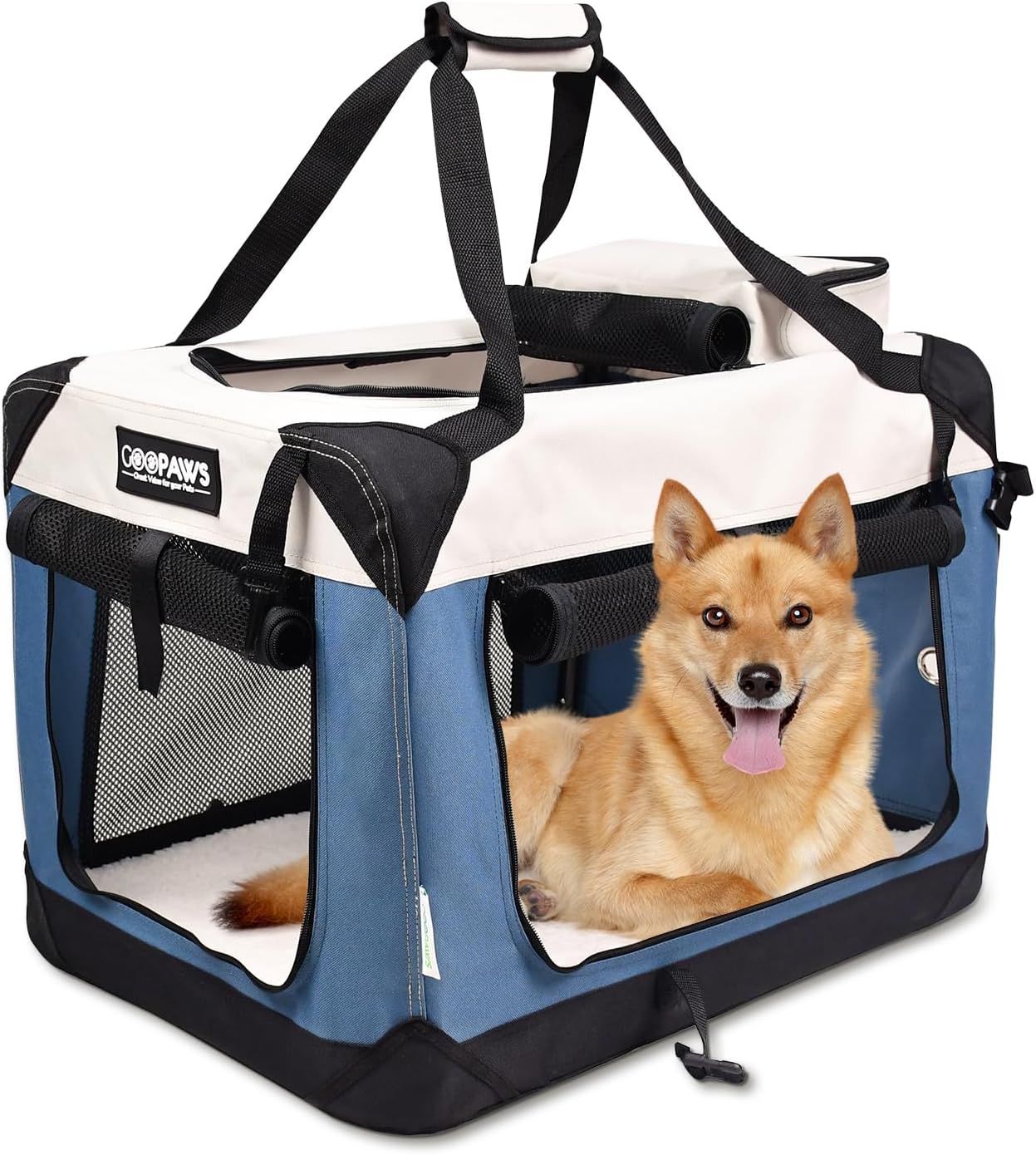 JESPET Large Soft Dog Crate – 3-Door Folding Pet Carrier with Fleece Mat JESPET Large Soft Dog Crate – 3-Door Folding Pet Carrier with Fleece Mat