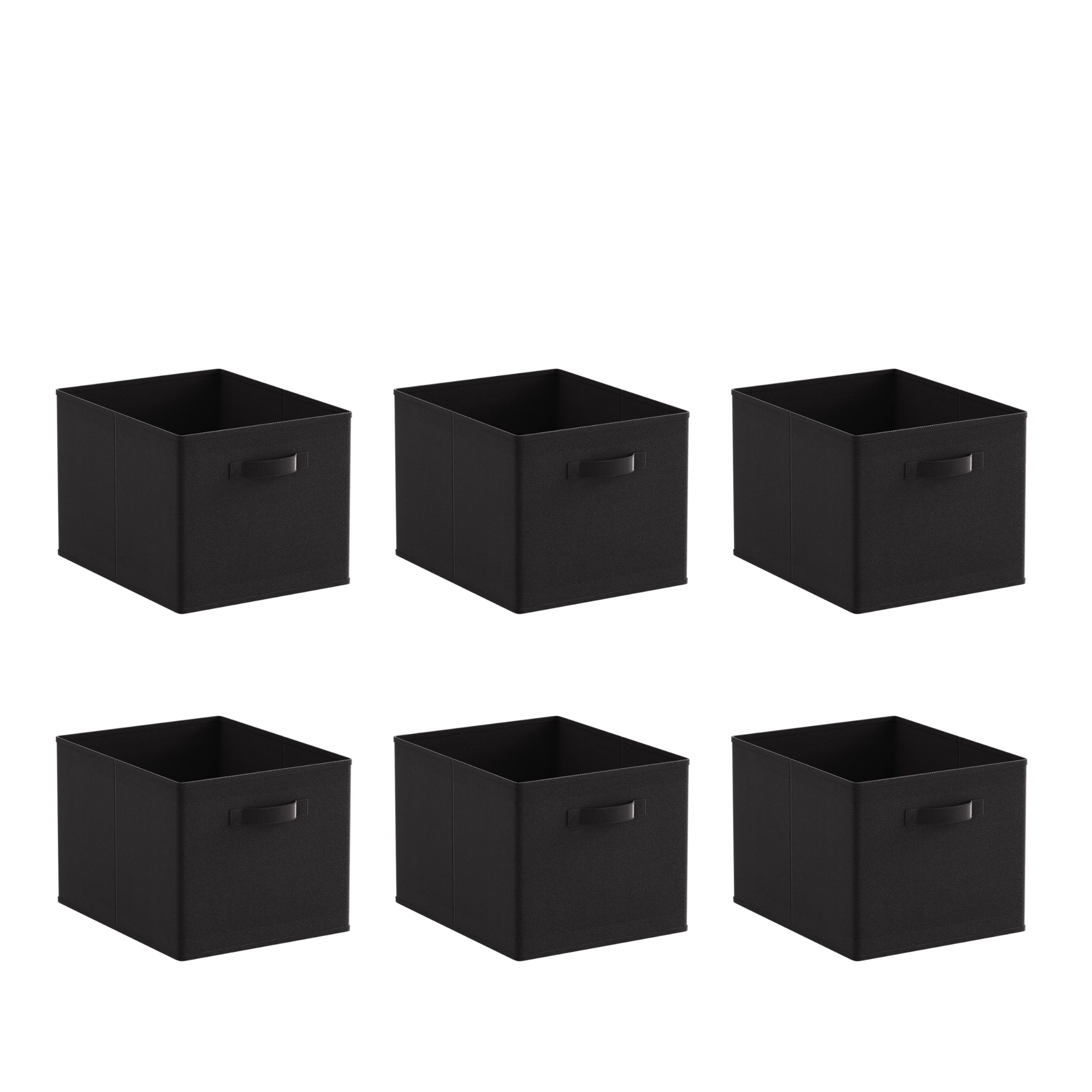 BonChoice Foldable Storage Cubes Boxes Pack of 6 with Handle for Home Organization, Fabric Wardrobe Storage Box Organizer Basket Bins for Clothes Toys Towels, Collapsible&Durable Black — image 1
