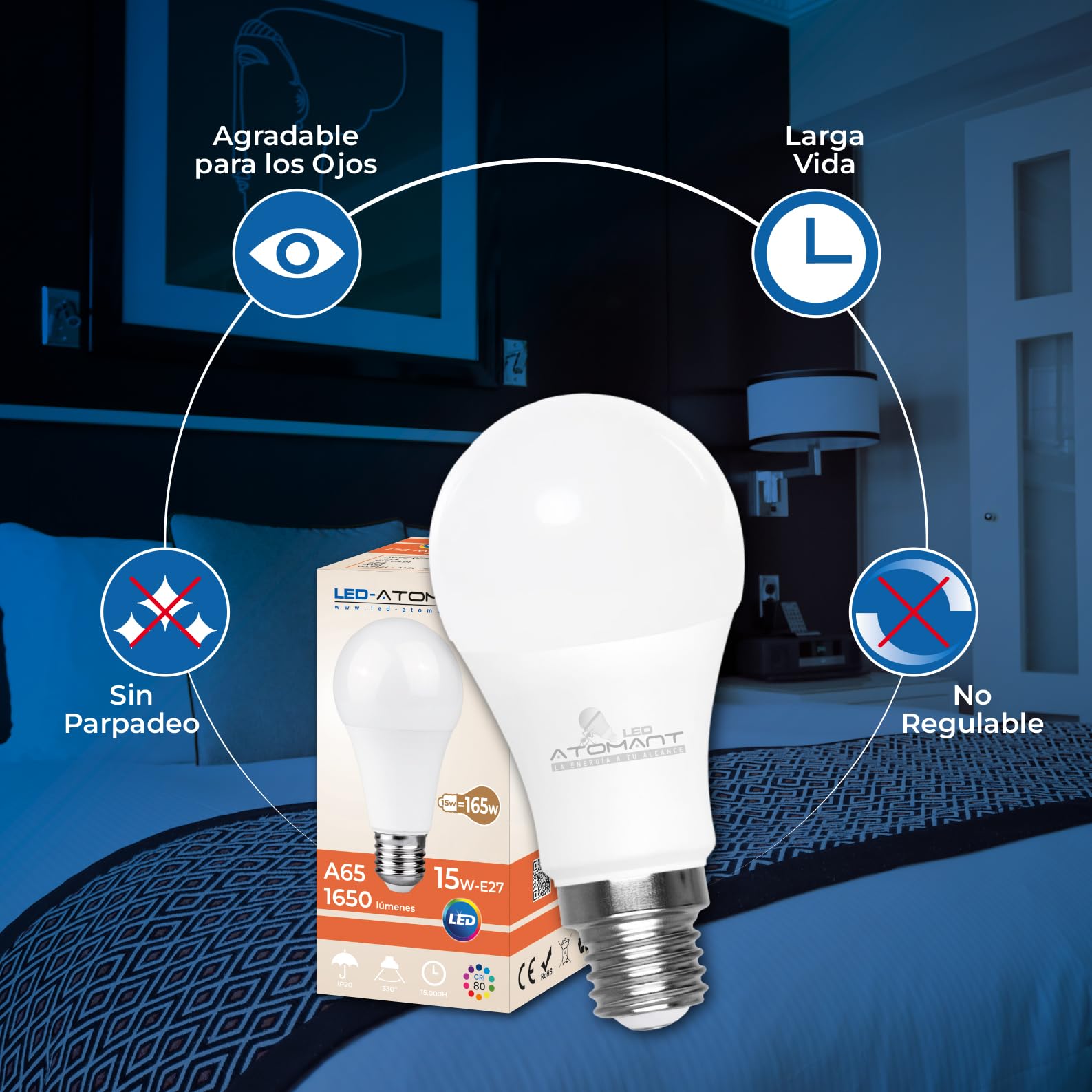 LED ATOMANT 50x LED Lampe E27 A65 15W Neutralweiß 1650lm | Großer Sockel, 4500K