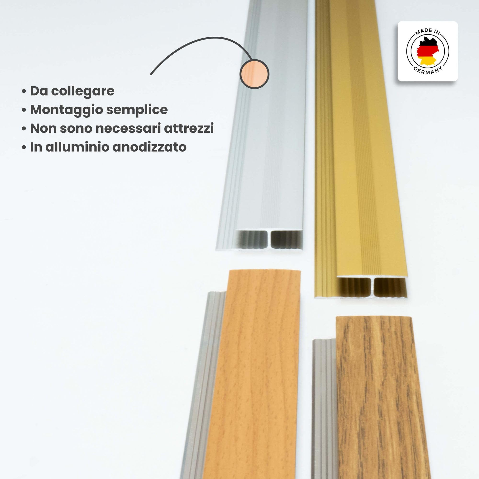 Profilo transizione, collegamento 200cm x 29mm Oro alluminio