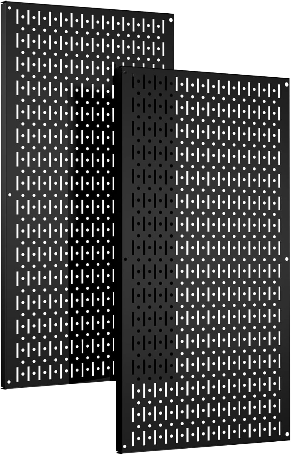 Garage Peg Board Organizer - 2-Pack 32" X 16" Black Heavy-Duty Metal Pegboard Panels, High-Capacity Wall Mount Peg Board for Tool Storage, Workshop, Kitchen, Garage & Office Organization
