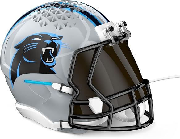 NFL Echo Dot Bundle: Includes Echo Dot | Glacier White and Limited-Edition NFL Helmet Stand | Carolina Panthers