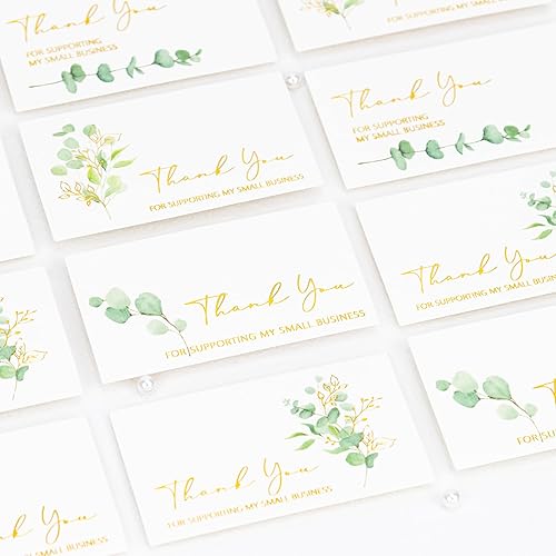 Crisky 300 unidades de 4 tarjetas de agradecimiento surtidas de 300 GSM de tablero grueso de plantas verdes para apoyar mi tarjeta de visita pequeña