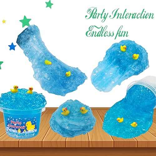 Miniatura 3 de Encantador limo azul crujiente con cuentas de pecera, súper suave y antiadherente, ideal para regalos de cumpleaños para niñas y niños, regalos de