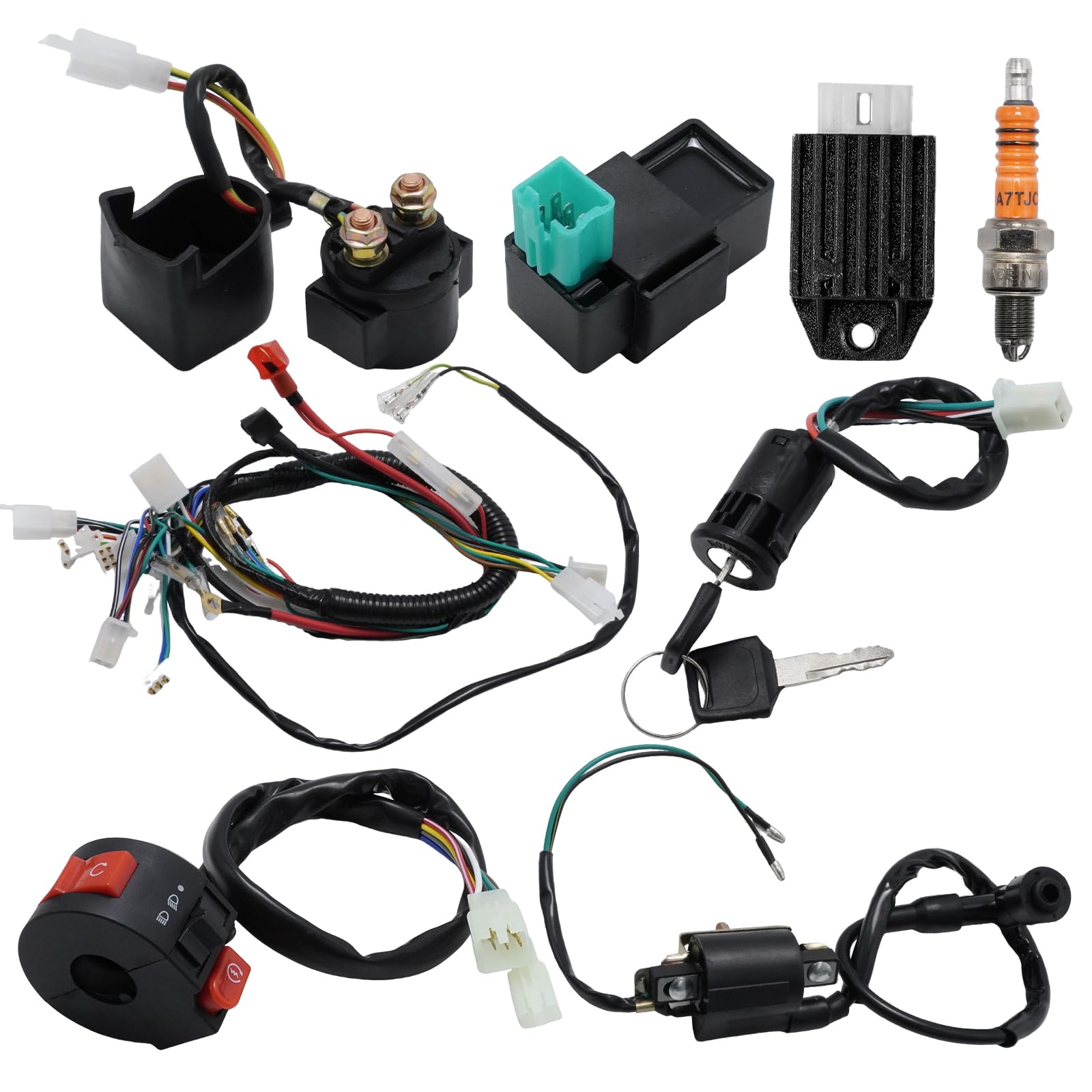Vollelektrisch Kabelbaum Spule Gleichrichter CDI Kit, Ersatz für 50cc 70cc 110cc 125cc ATV Quad, Ersatz für Dirt-Bike, Ersatz für ATV, Ersatz für Go-Kart