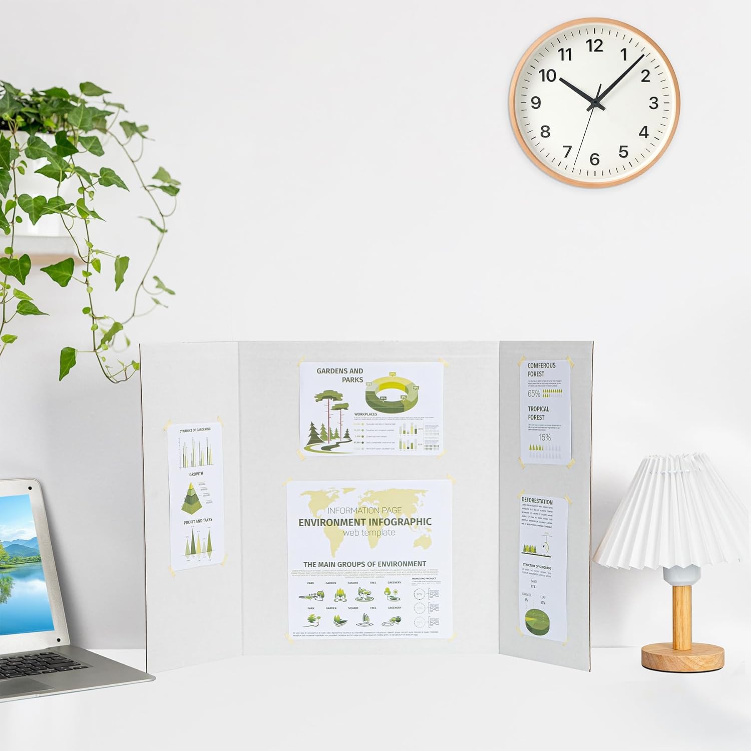 HAUTOCO 6 Pack Trifold Poster Board 26'' x 15.74'' Medium Tri Fold Project Boards White Corrugated Presentation Cardboard for Science Fairs, School Projects, Event Displays, Business