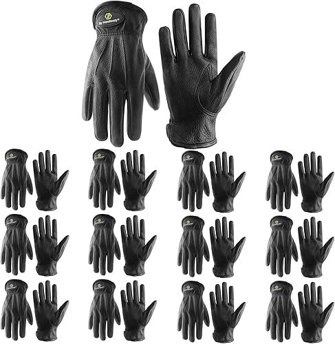 HLDD HANDLANDY Guantes de trabajo de cuero de ciervo para hombres y mujeres, guantes de trabajo de soldadura resistentes, guantes de trabajo de
