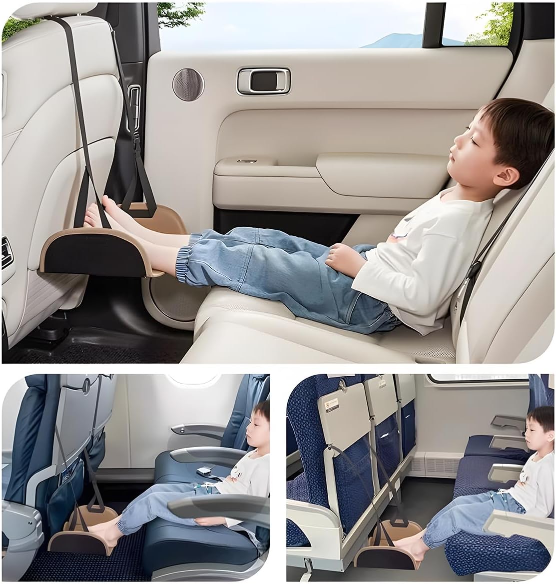 Zpana Car Foot Hammock, Adjustable Vehicle Headrest Seatback Travel Essentials for Foot Rest, Portable No Collapse Thickened Automotive Feet Relax Hammock, Universal for SUV RV Truck (Style B)