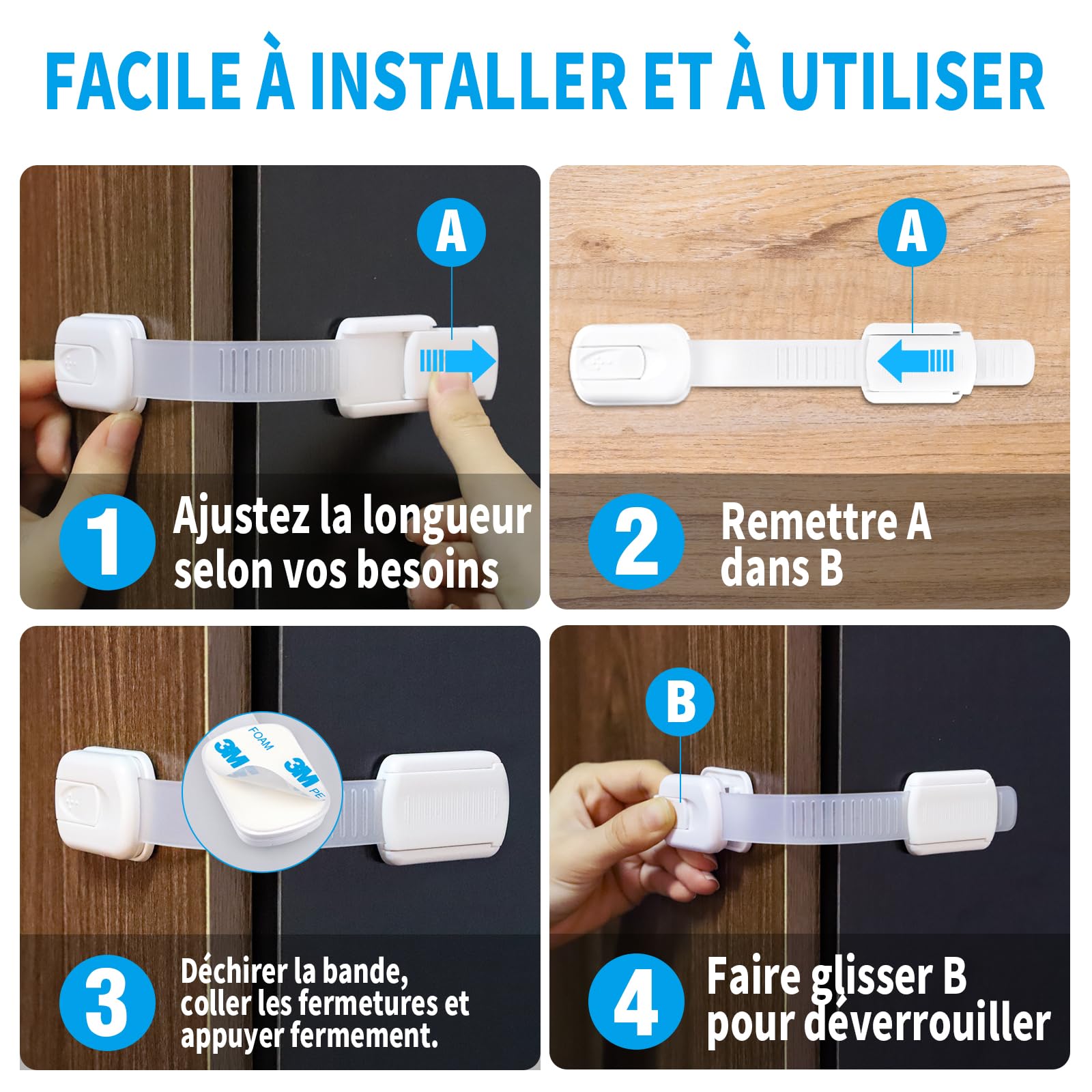 BECOMTO Lot de 5 Verrous de Sécurité pour Réfrigérateur et Congélateur,Bébé de Sécurité Verrouillage,S'applique à une Bande D'étanchéité de 25 mm Maximum,Sécurité Enfant - Pour Armoires,Tiroirs - Gris BECOMTO Lot de 5 Verrous de Sécurité pour Réfrigérateur et Congélateur,Bébé de Sécurité Verrouillage,S'applique à une Bande D'étanchéité de 25 mm Maximum,Sécurité Enfant - Pour Armoires,Tiroirs - Gris