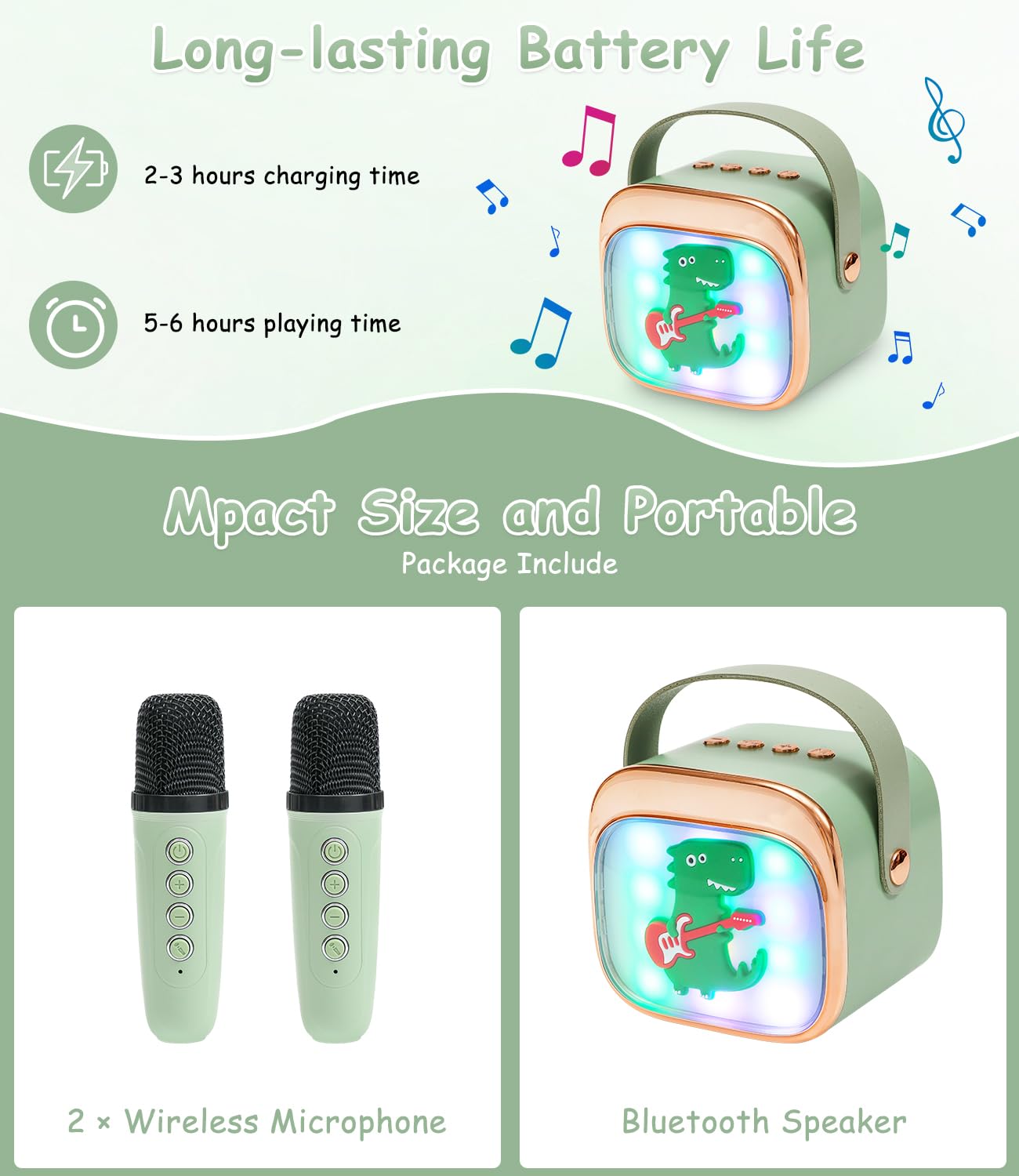 karaoke macchina bambini con 2 microfono karaoke bambini macchina karaoke portatile karaoke con luce LED ed effetti di cambiamento vocale, regali per età 5-12 bambini, ragazzi, ragazze