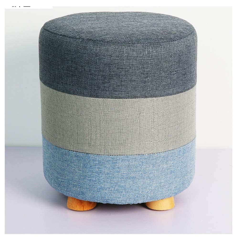 Tabouret bas meuble en bois massif avec petit banc en tissu