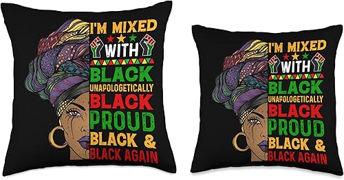 Miniatura 3 de Im Mixed with Unapologetically African Pride Black History Throw Pillow, 16x16, Multicolor