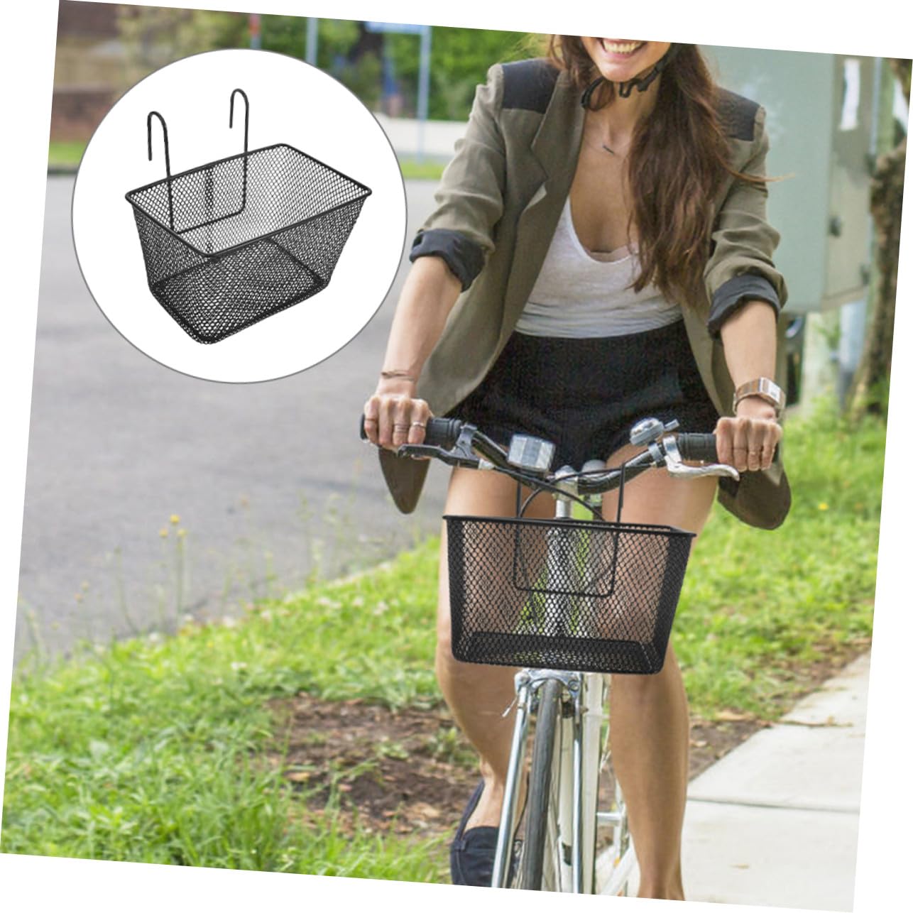 2 Stück-Pack Metall Fahrradkorb Vorne Großer Abnehmbarer Lenkerkorb Praktischer Fahrrad Gemüsekorb Für Mountainbike Und E-Bike Fahrrad Zubehör Für Radtouren