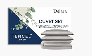 100% Eucalyptus Lyocell Tencel Duvet Cover Set 3 Pieces, Naturally Cooling, Super Soft Silky, Moisture-Wicking, Temperature Balancing, Smooth & Breathable, Bestfor Hot Sleepers, 8 Internal Ties